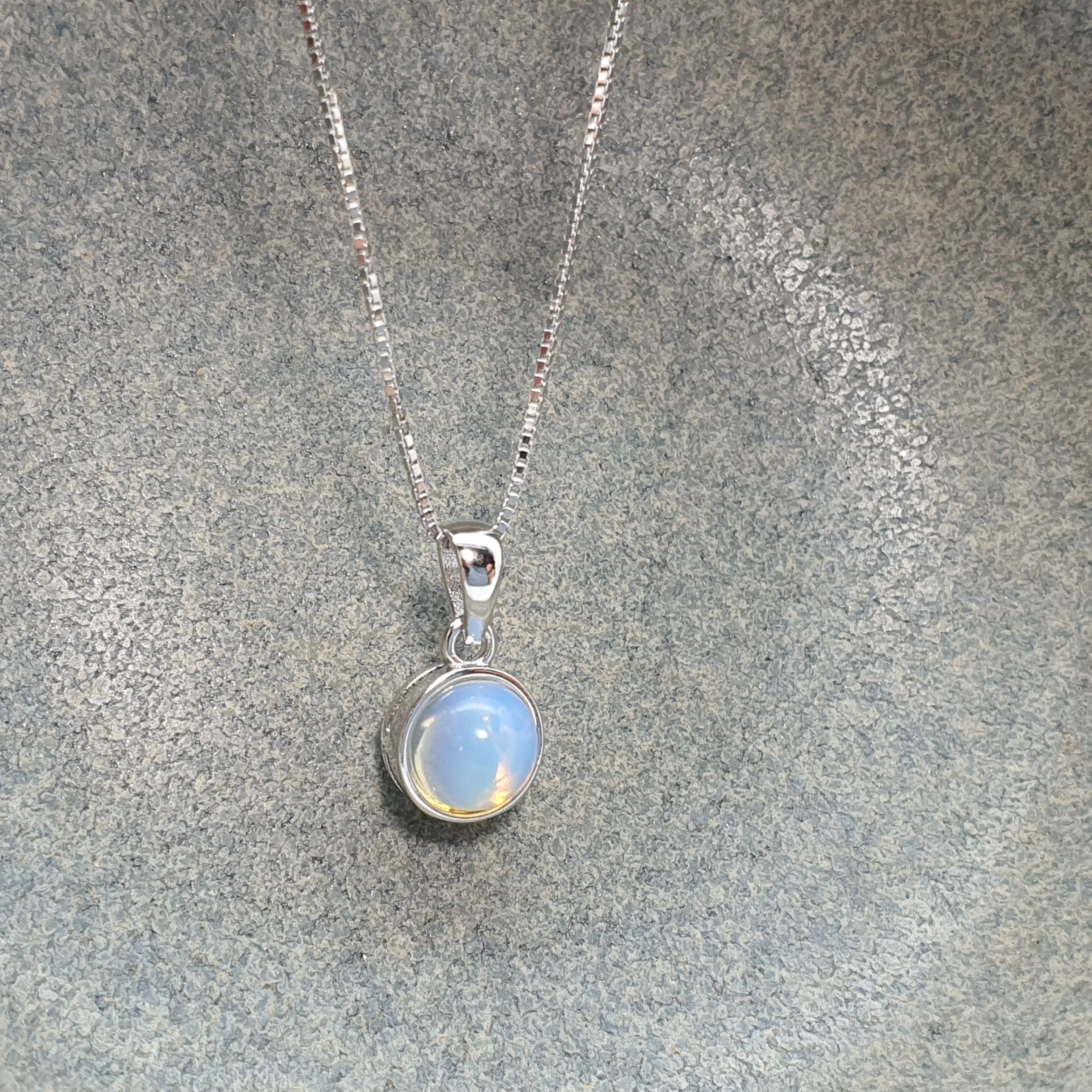 Crystal Birthstone Round Pendant, Sterling Silver