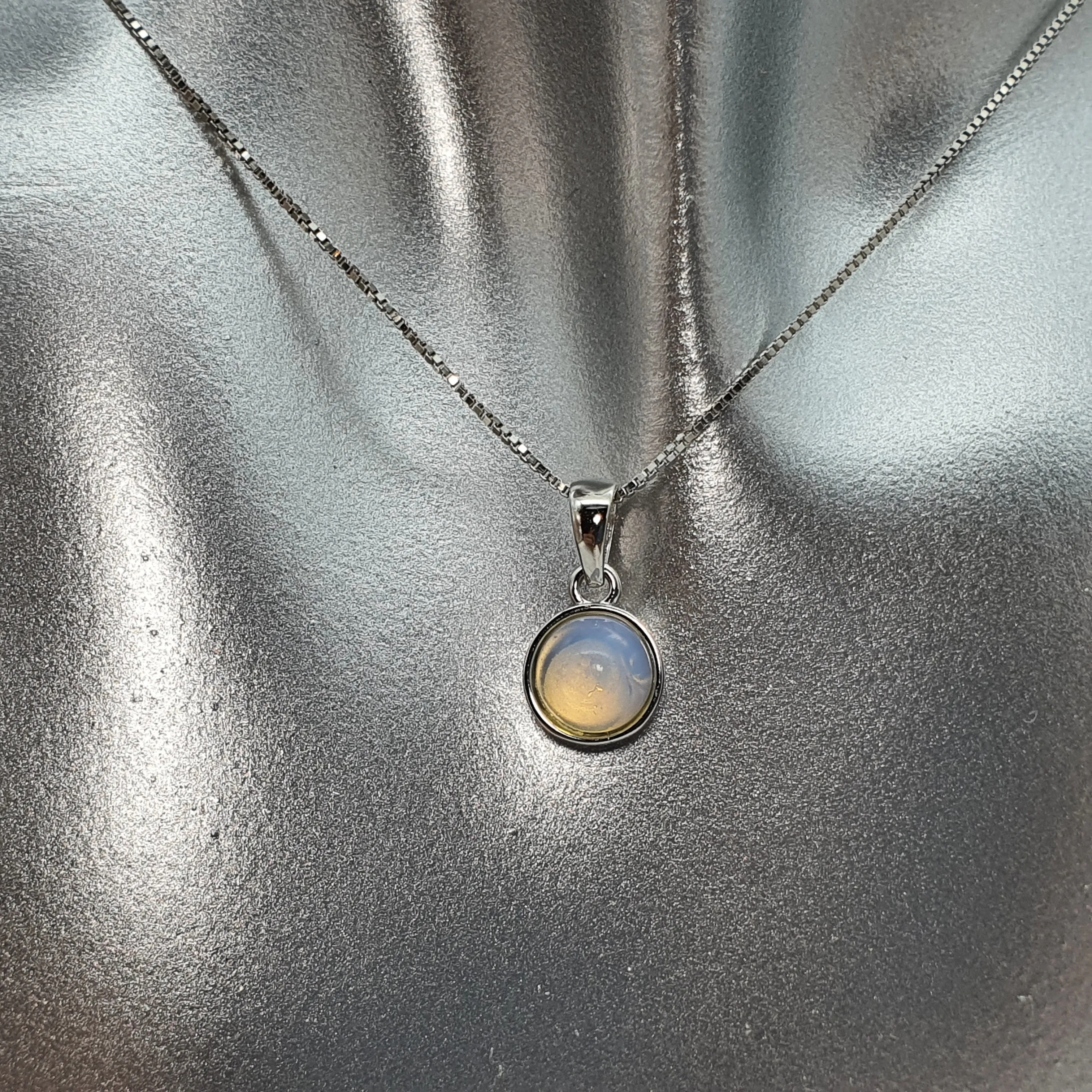 Crystal Birthstone Round Pendant, Sterling Silver
