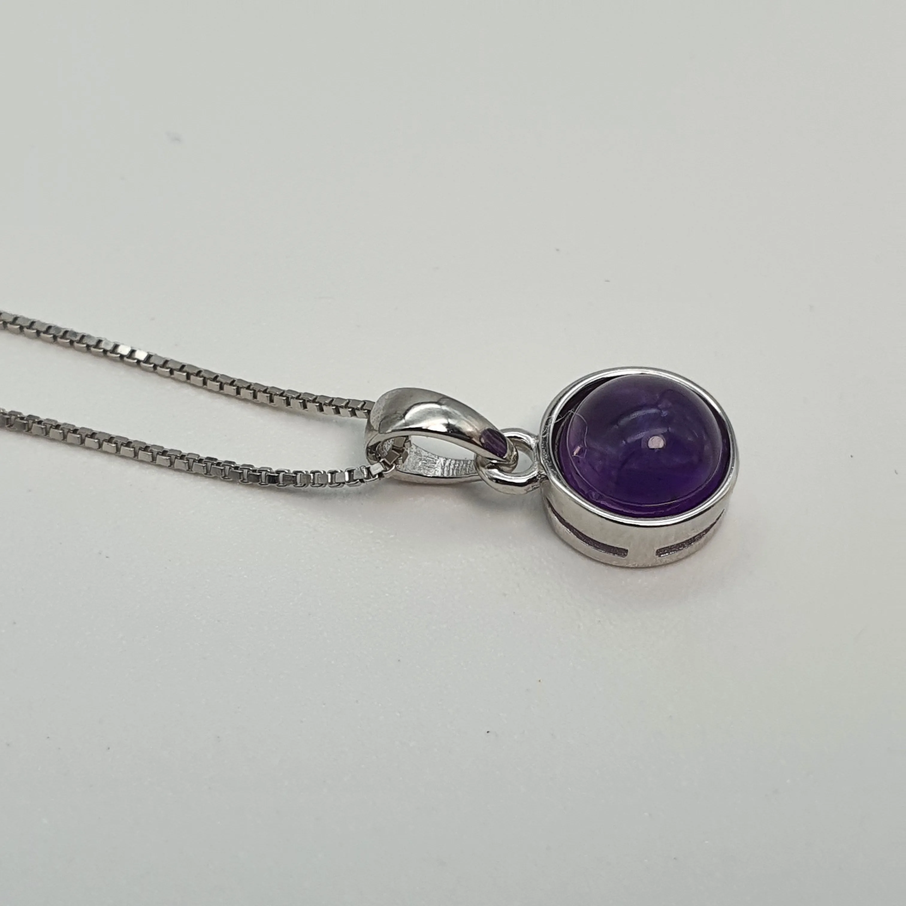 Crystal Birthstone Round Pendant, Sterling Silver