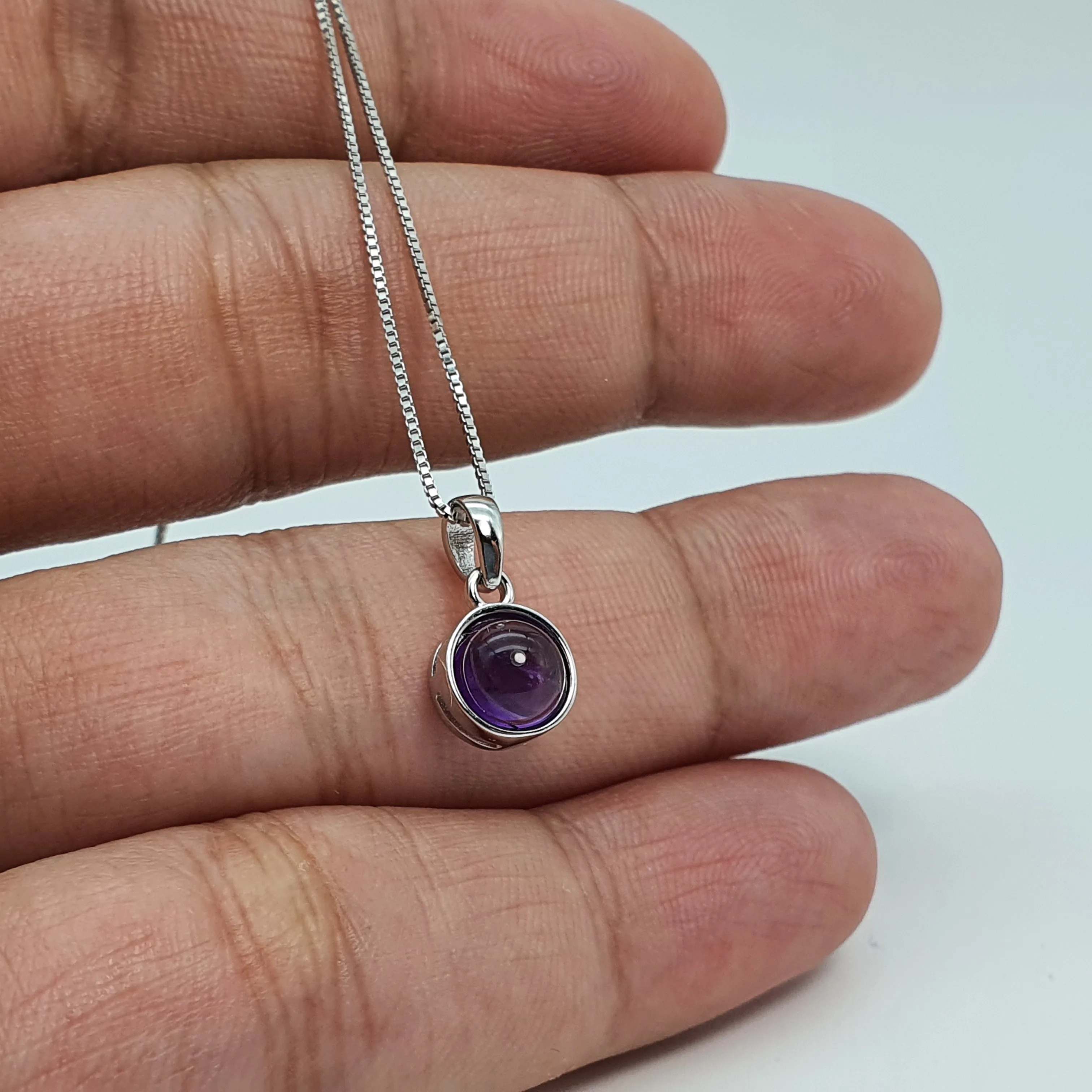 Crystal Birthstone Round Pendant, Sterling Silver