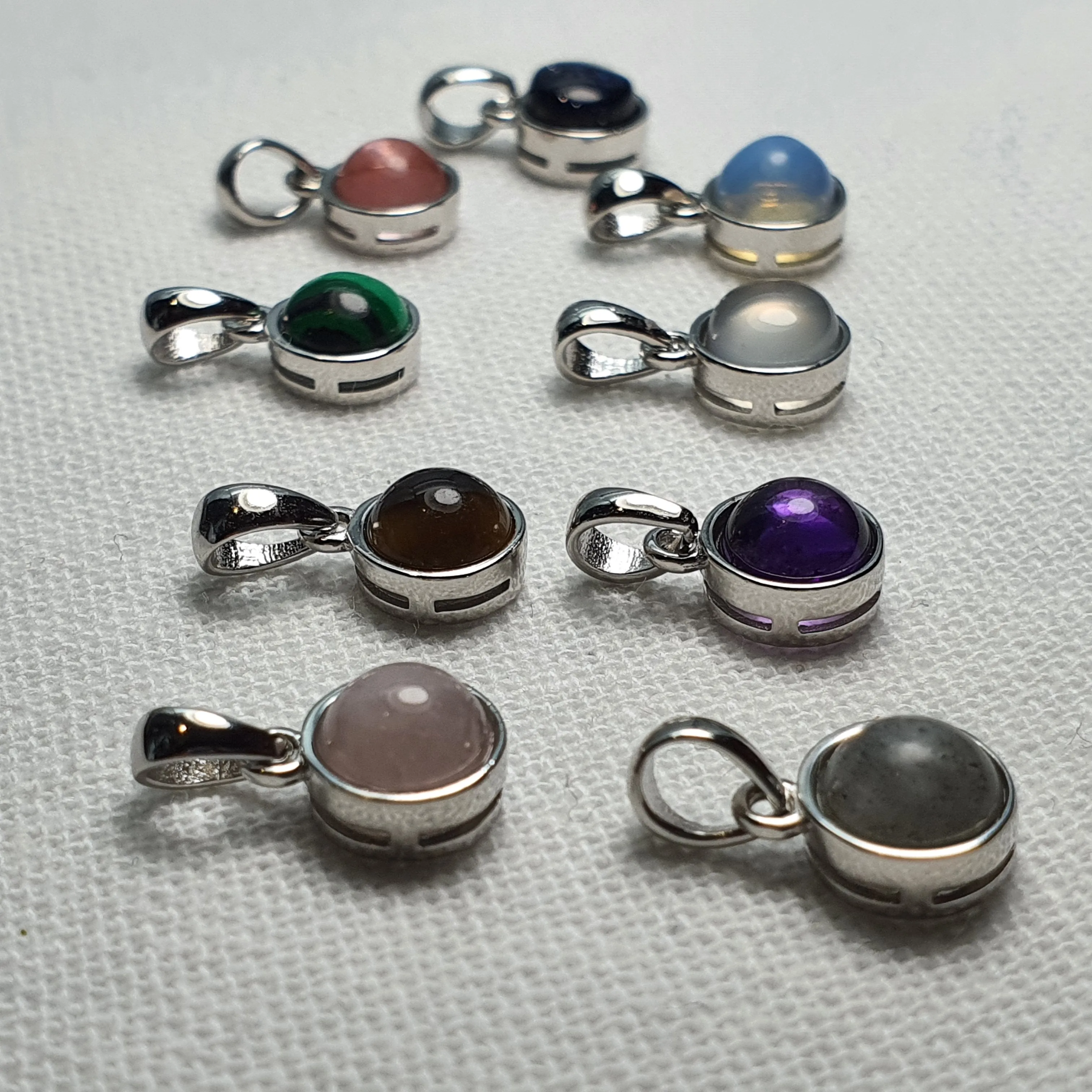 Crystal Birthstone Round Pendant, Sterling Silver