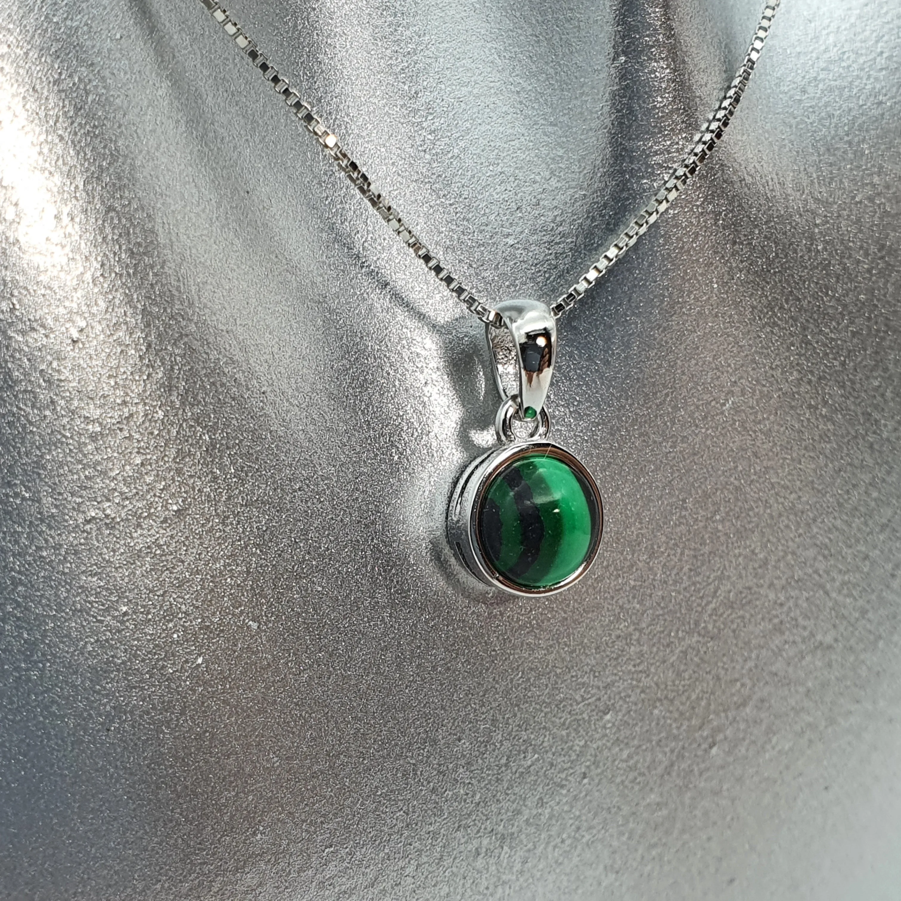 Crystal Birthstone Round Pendant, Sterling Silver