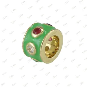Diamond Pista Enamel Roundel Bead Charm 4mm
