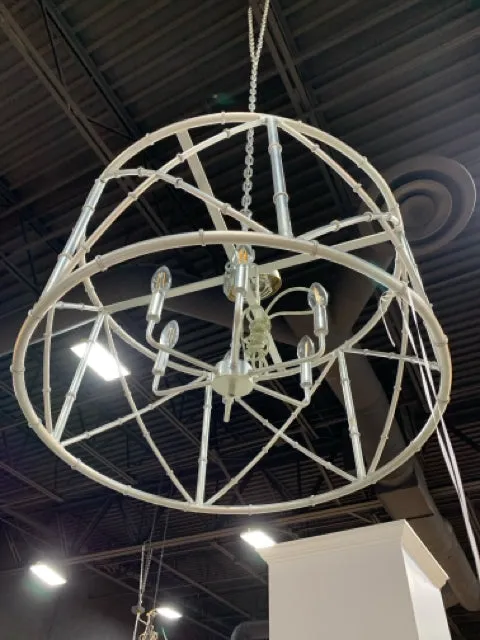 DRUM STYLE CHANDELIER IN SILVER 27"R
