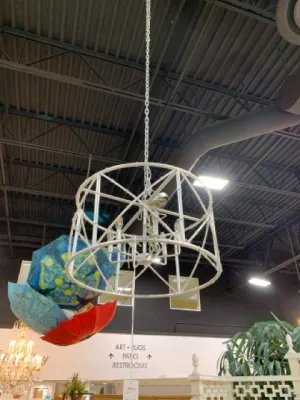 DRUM STYLE CHANDELIER IN SILVER 27"R