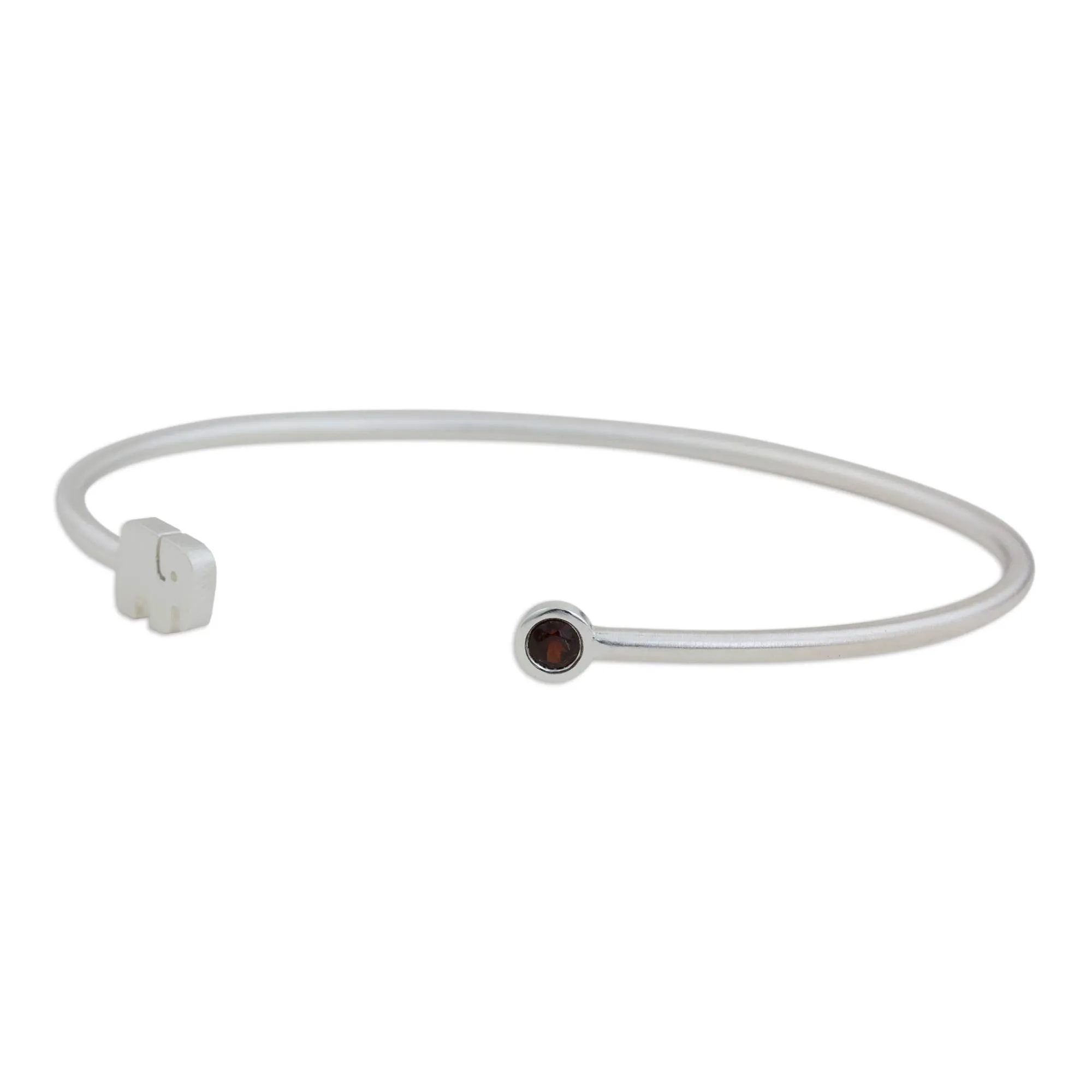Elephant Smile Artisan Crafted Garnet and Sterling Silver Cuff Bracelet