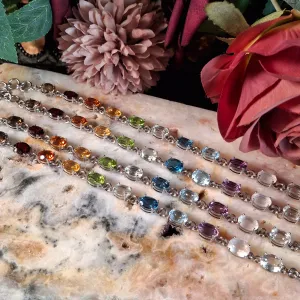 Enchanting Gems 7 Chakra Faceted Bracelet .925 Silver for Balance and Healing