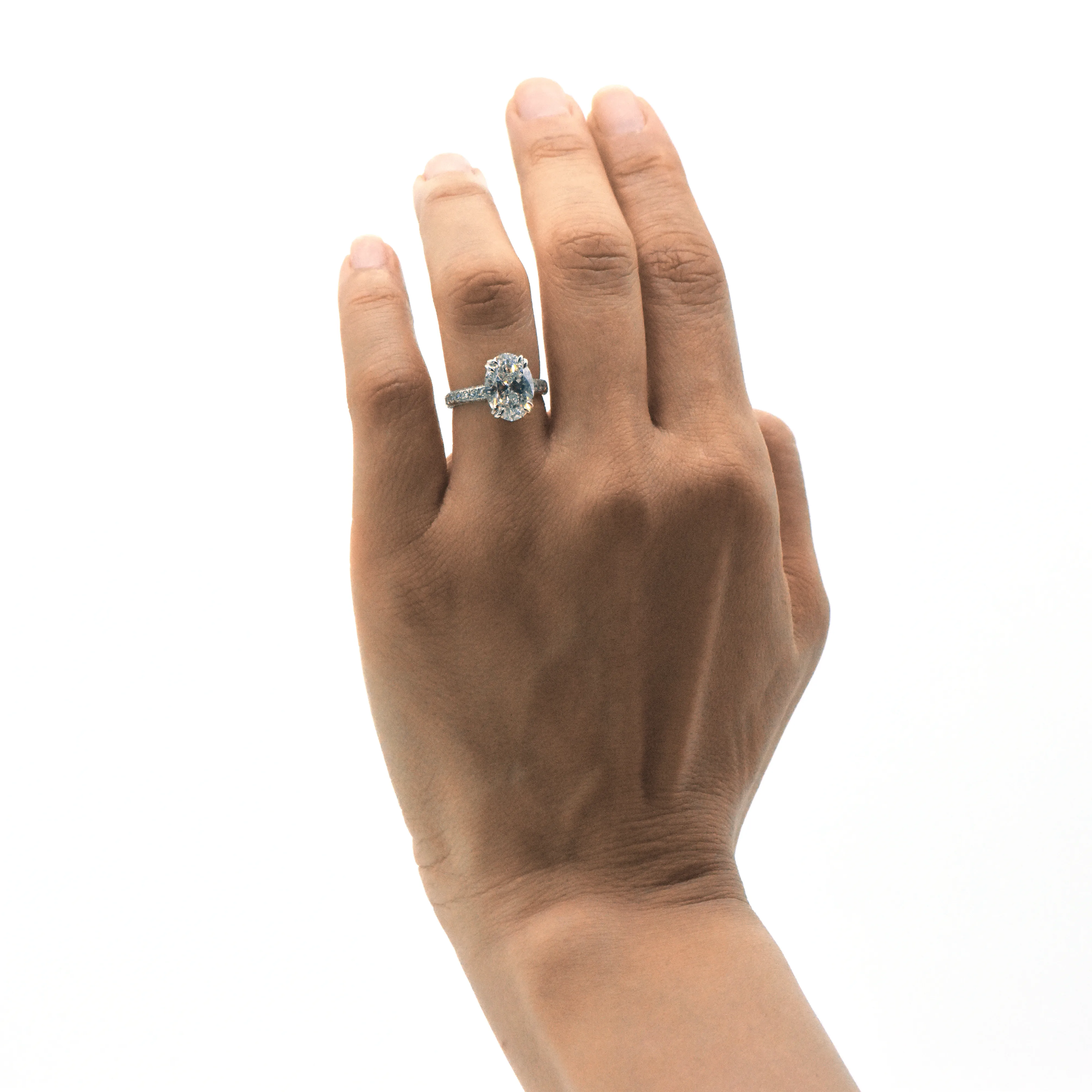 Engagement Ring - 6.15 Carat Oval Shaped Diamond Engagement Ring Set in Platinum