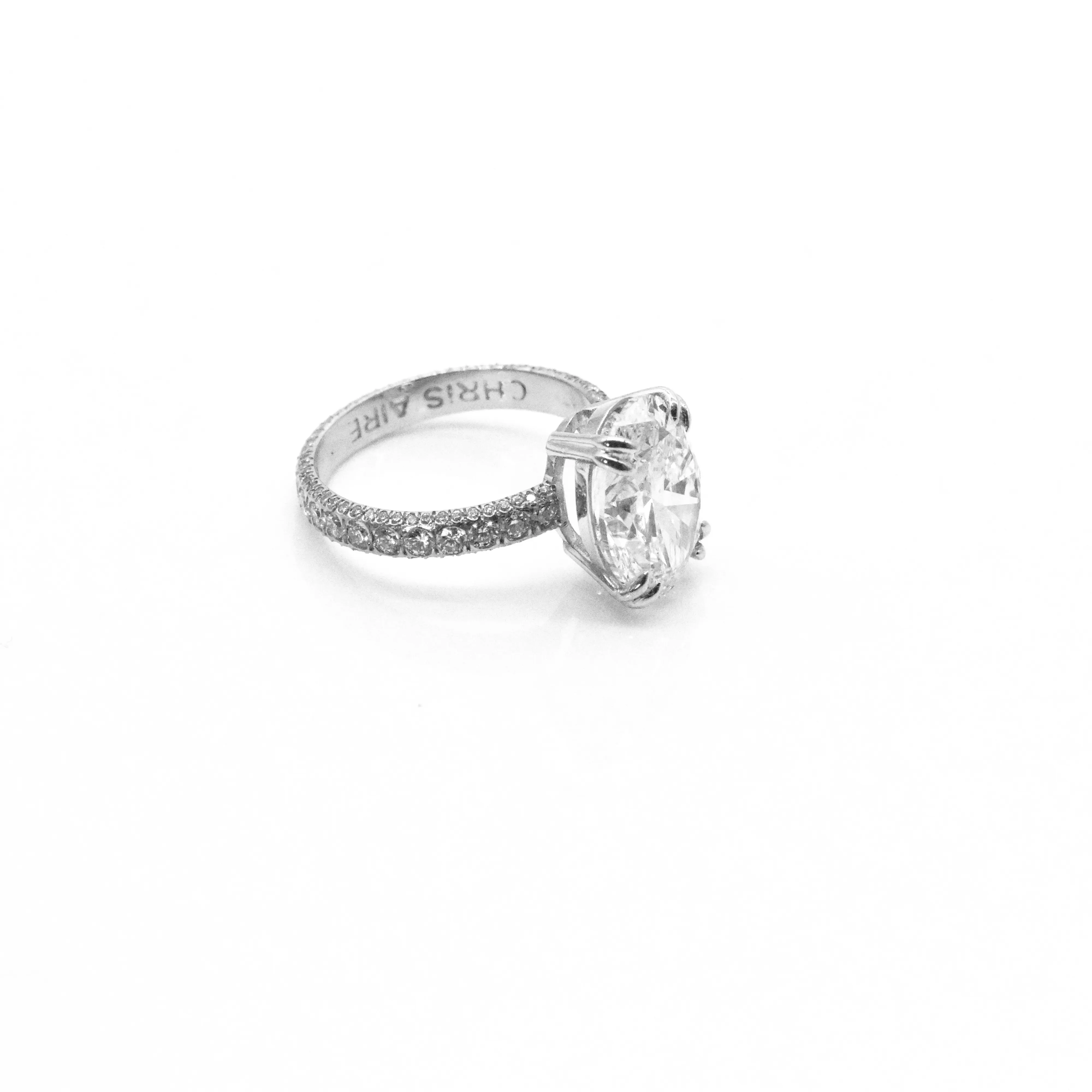 Engagement Ring - 6.15 Carat Oval Shaped Diamond Engagement Ring Set in Platinum