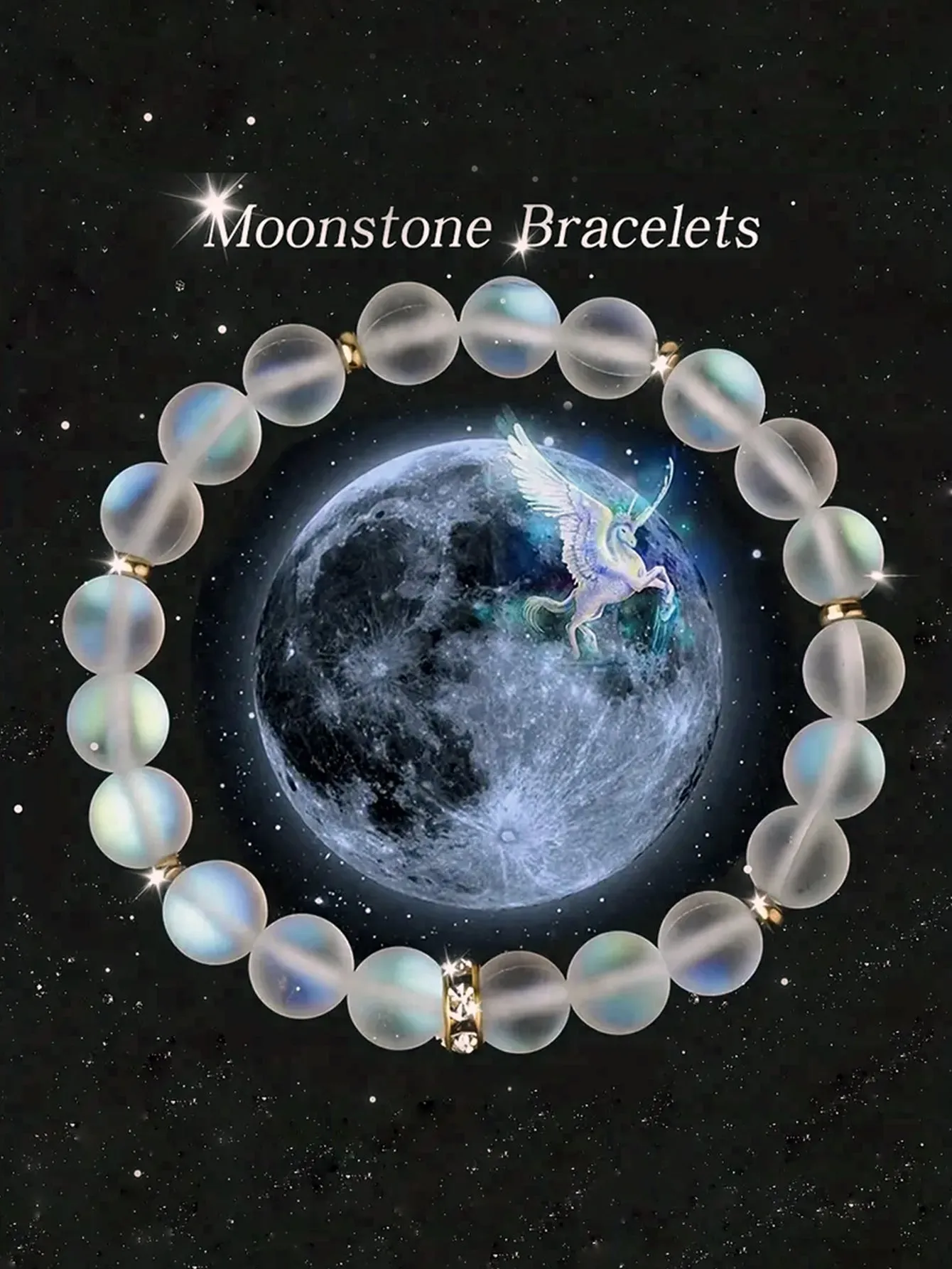 Faux Moonstone Beaded Bracelet Fashion Jewelry Accessories for Women Jewelry