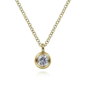 Gabriel & Co. 14K Yellow Gold Bezel Set White Sapphire Necklace