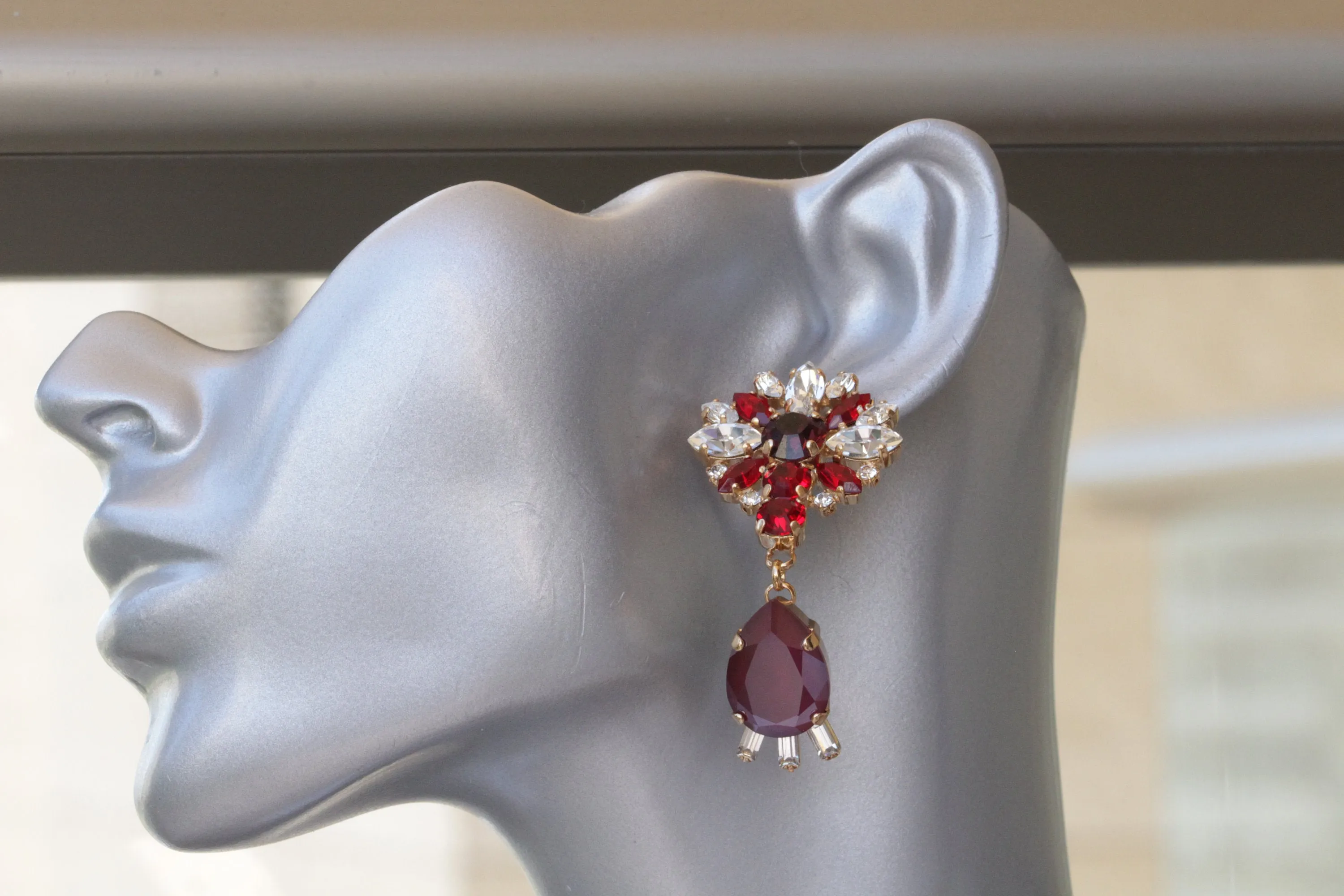 GARNET Chandelier EARRINGS