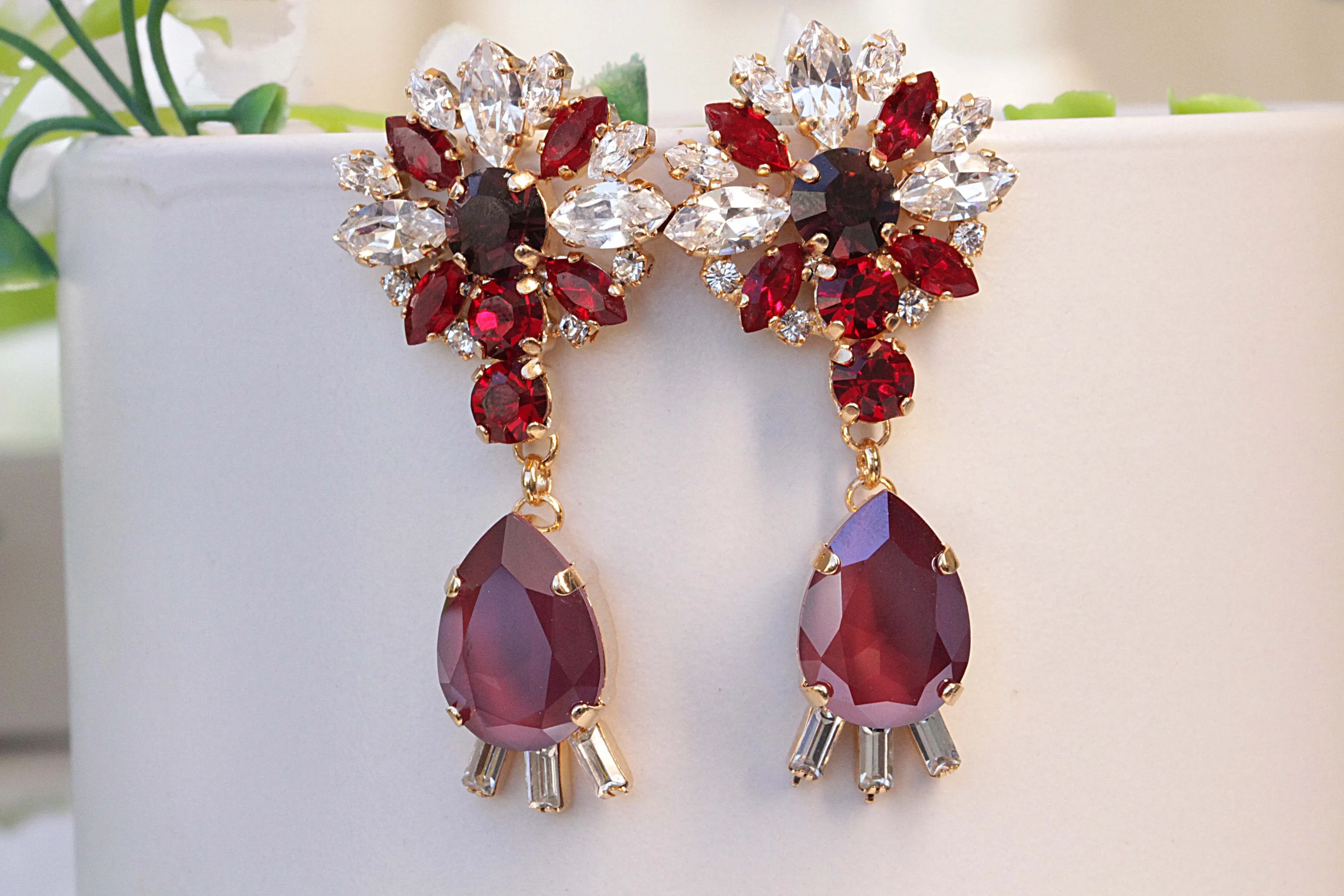 GARNET Chandelier EARRINGS