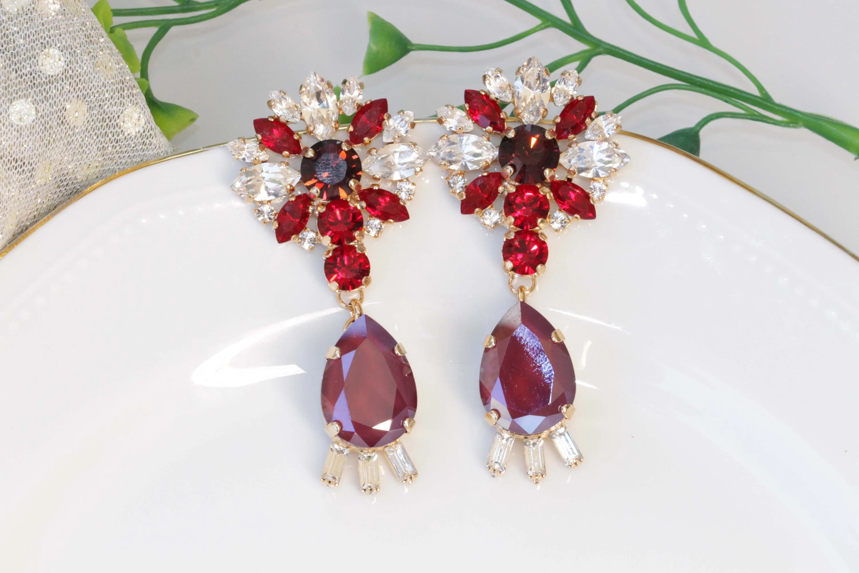 GARNET Chandelier EARRINGS