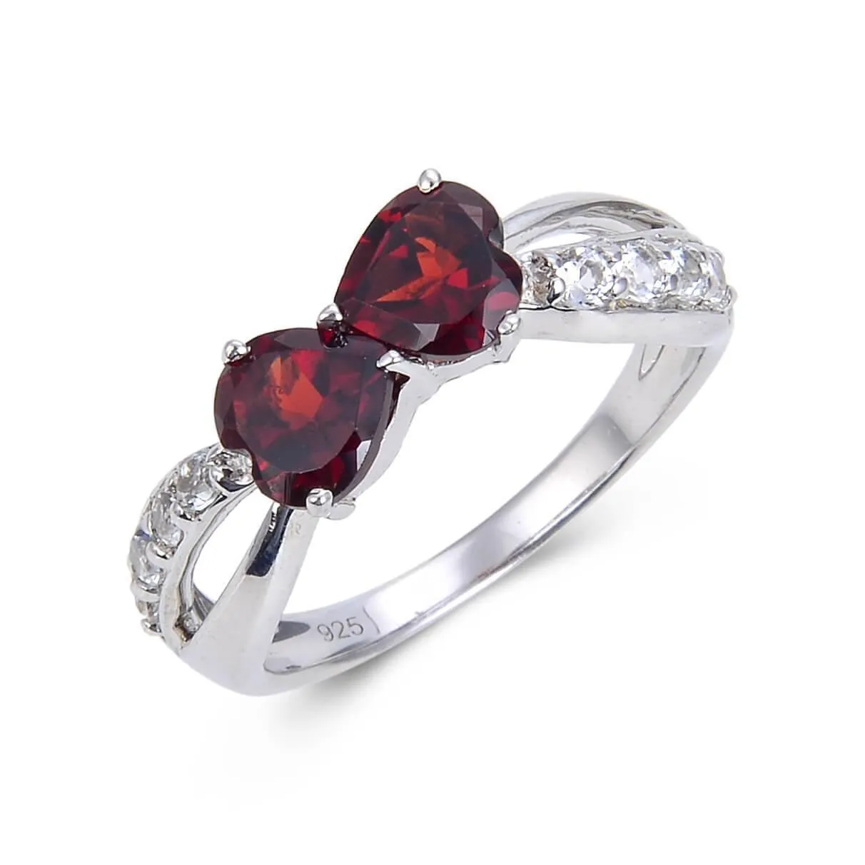 Garnet Dual Heart Promise Ring