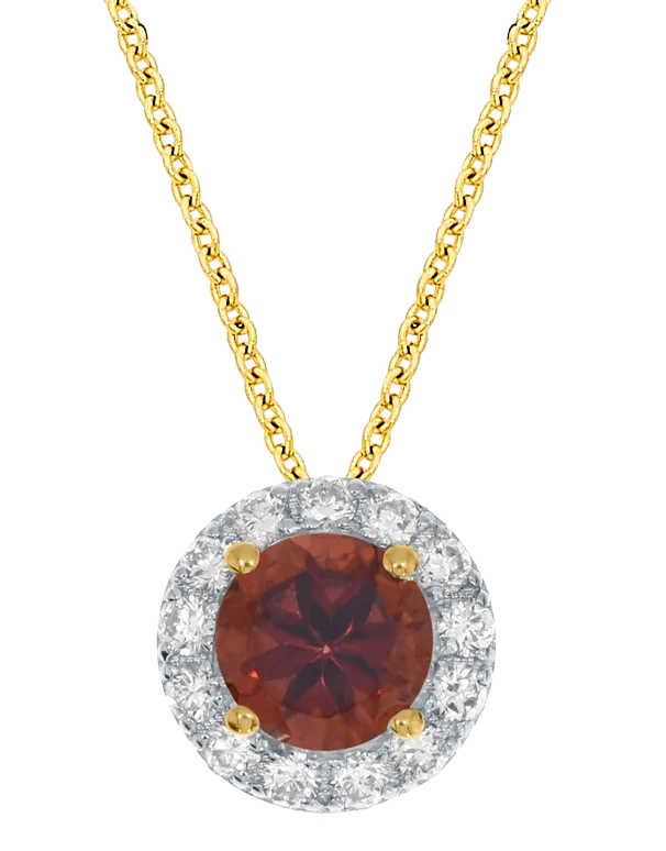Garnet Pendant - 10ct Yellow Gold Garnet & Diamond Pendant - 786702