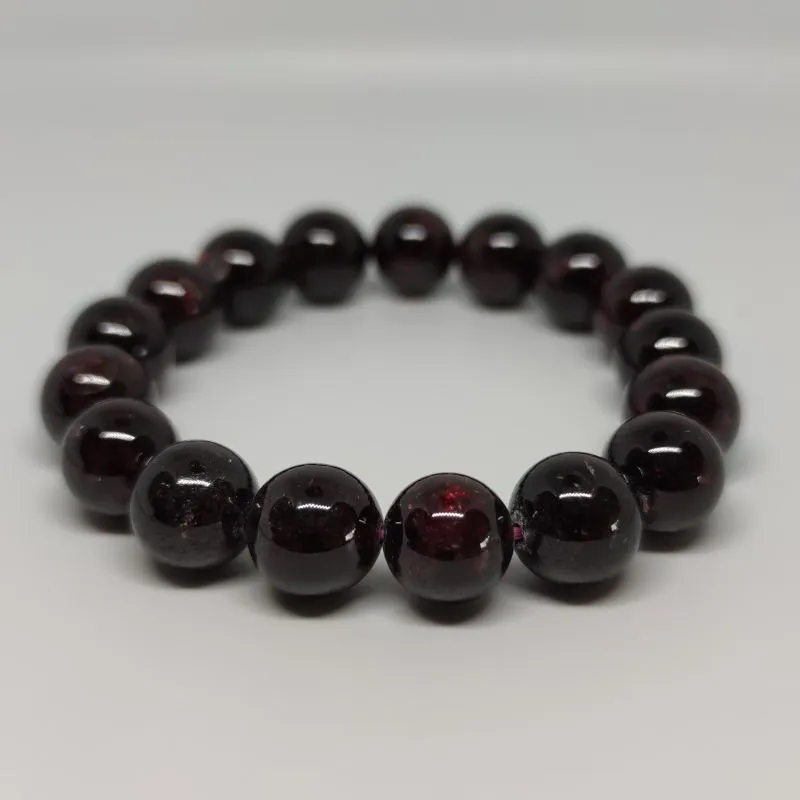 Garnet Round Bead Crystal Bracelet