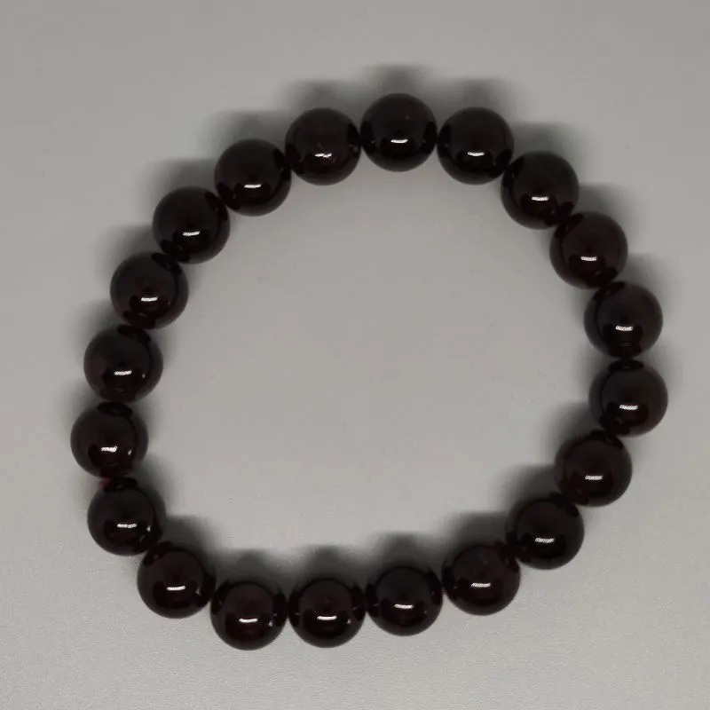 Garnet Round Bead Crystal Bracelet