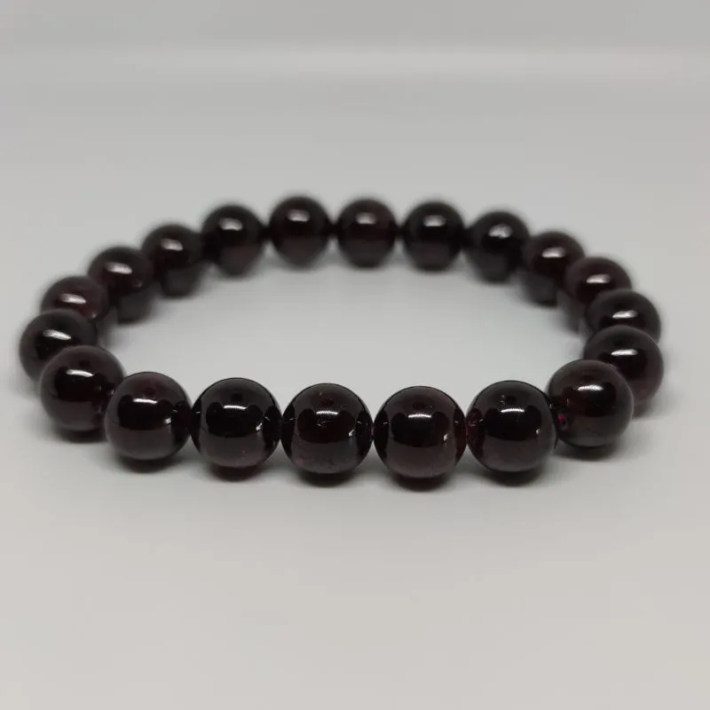 Garnet Round Bead Crystal Bracelet