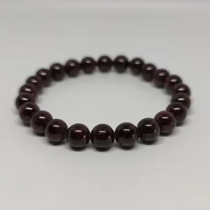 Garnet Round Bead Crystal Bracelet
