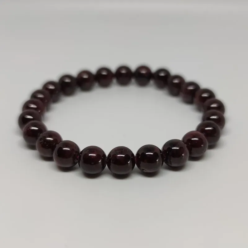 Garnet Round Bead Crystal Bracelet