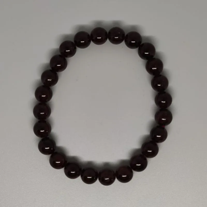 Garnet Round Bead Crystal Bracelet