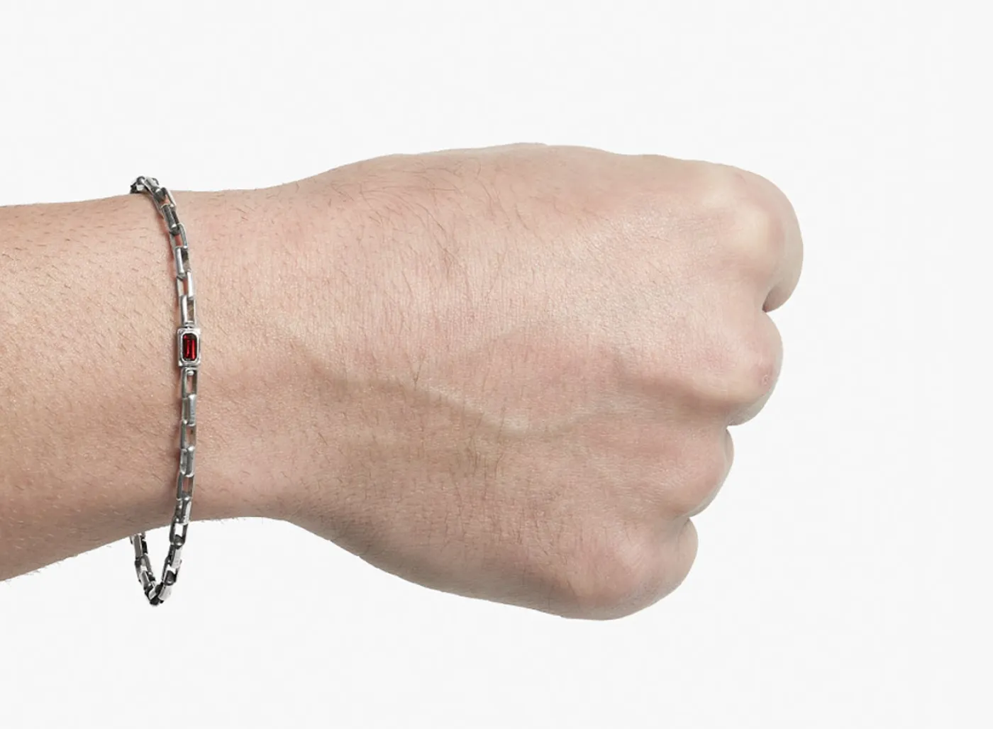 GEMSTONE GARNET / BOX CHAIN BRACELET 367