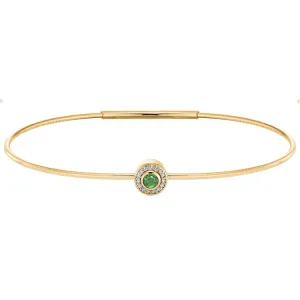 Gold Finish Finish Sterling Silver Round Simulated Peridot Birth Gem Bracelet with Simulated Diamonds