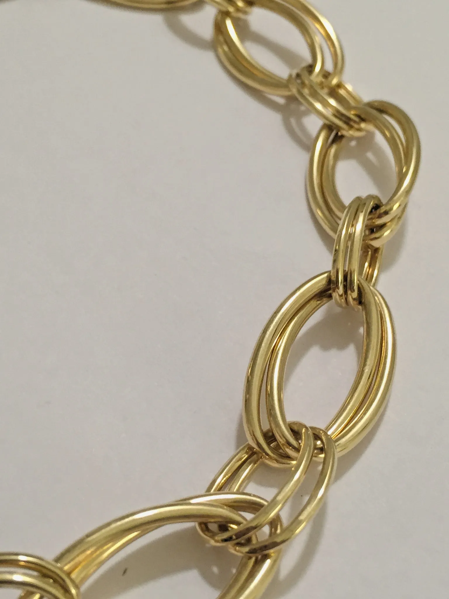 Gold Marquise Double Link Necklace