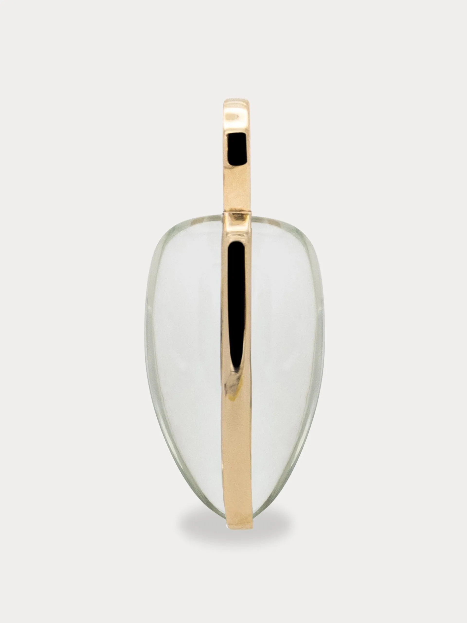 Green Amethyst small pebble pendant | 14K