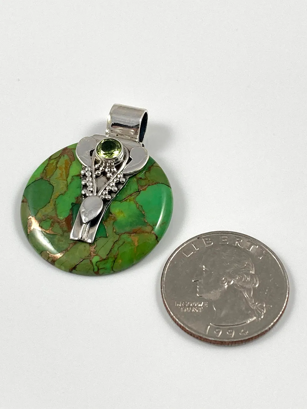 Green Copper Turquoise & Peridot Pendant