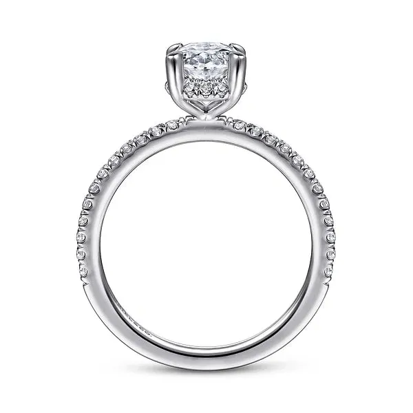 Hidden Halo Oval Diamond Engagement Ring Mounting
