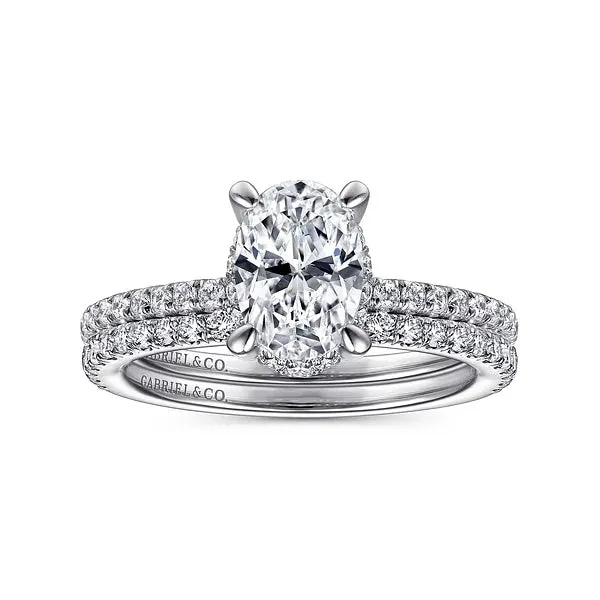 Hidden Halo Oval Diamond Engagement Ring Mounting