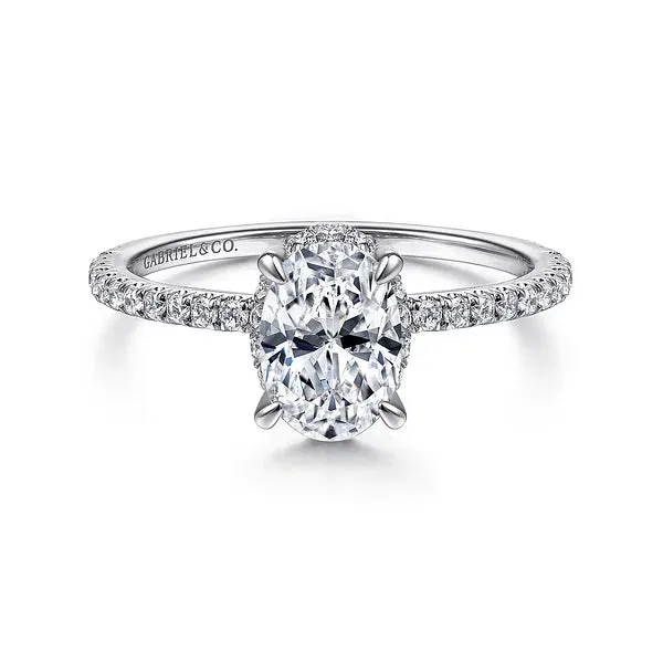 Hidden Halo Oval Diamond Engagement Ring Mounting