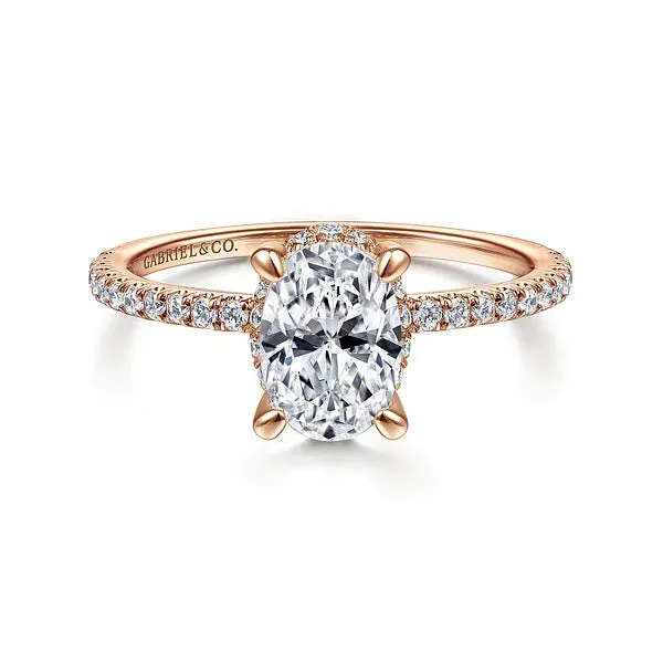 Hidden Halo Oval Diamond Engagement Ring Mounting