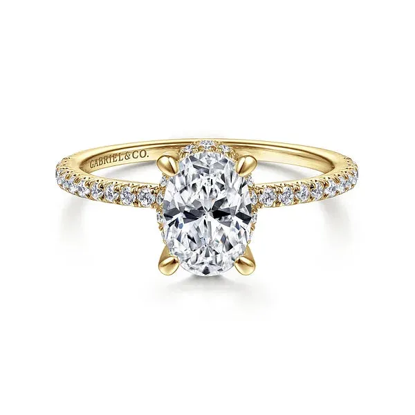 Hidden Halo Oval Diamond Engagement Ring Mounting