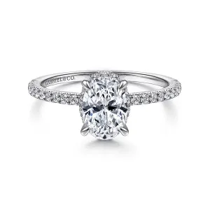 Hidden Halo Oval Diamond Engagement Ring Mounting