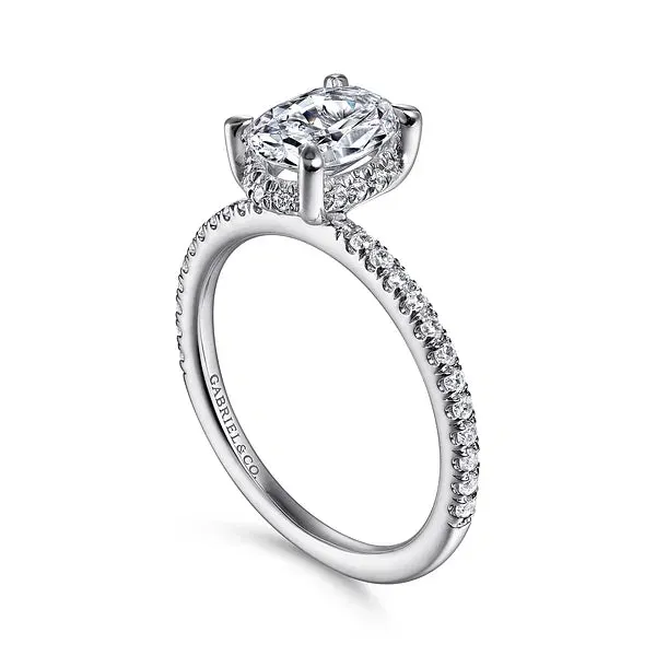Hidden Halo Oval Diamond Engagement Ring Mounting