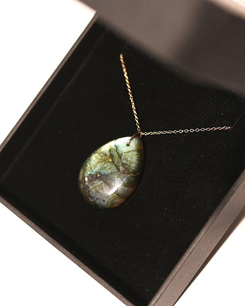 Labradorite Necklace 14k Gold