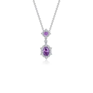 Lafonn Simulated Diamond & Amethyst Oval Halo Necklace N0322AMP20