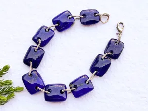 Lapis Lazuli Baguette Cushion Shape Double Hole Beads