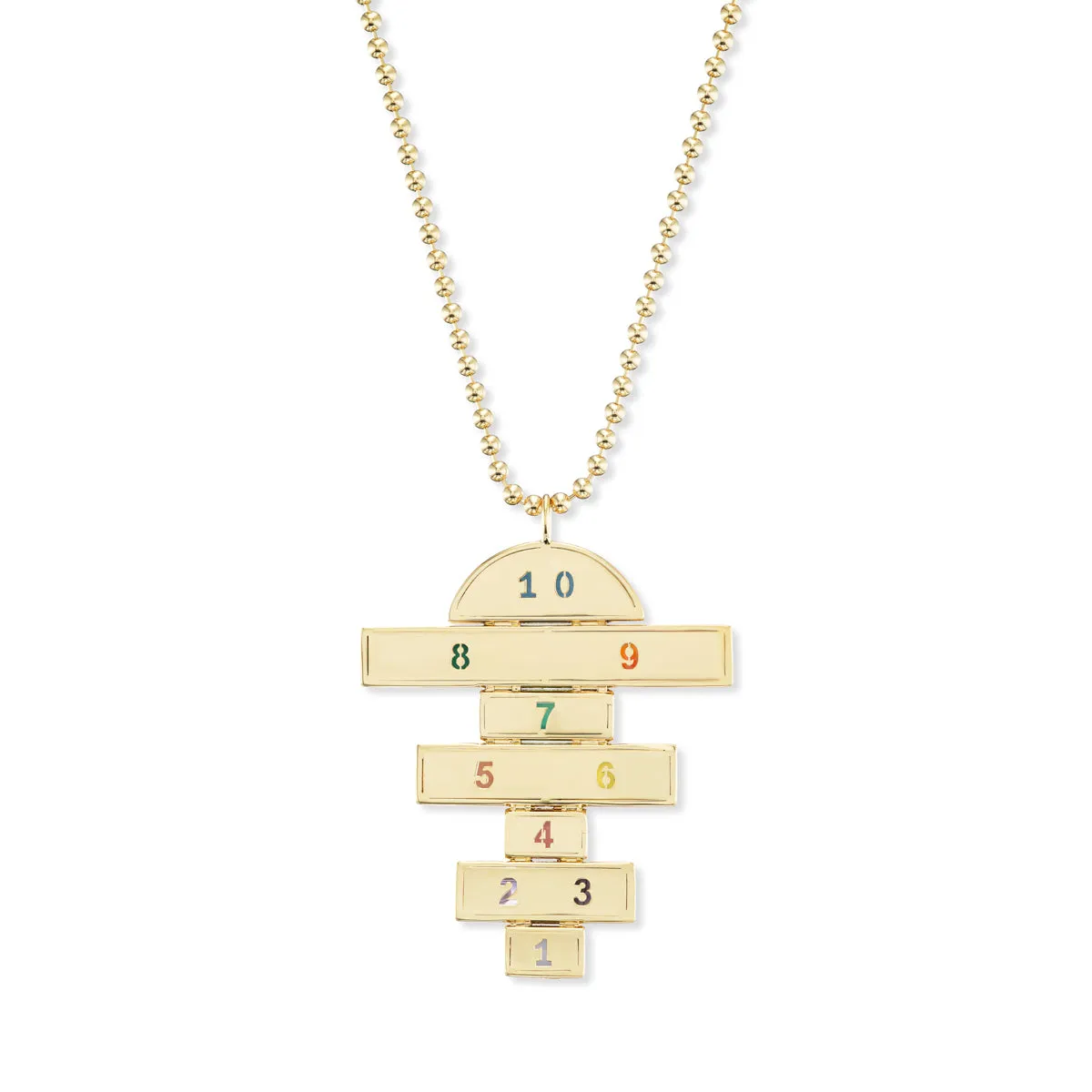 Large Carved Stone Hopscotch Necklace