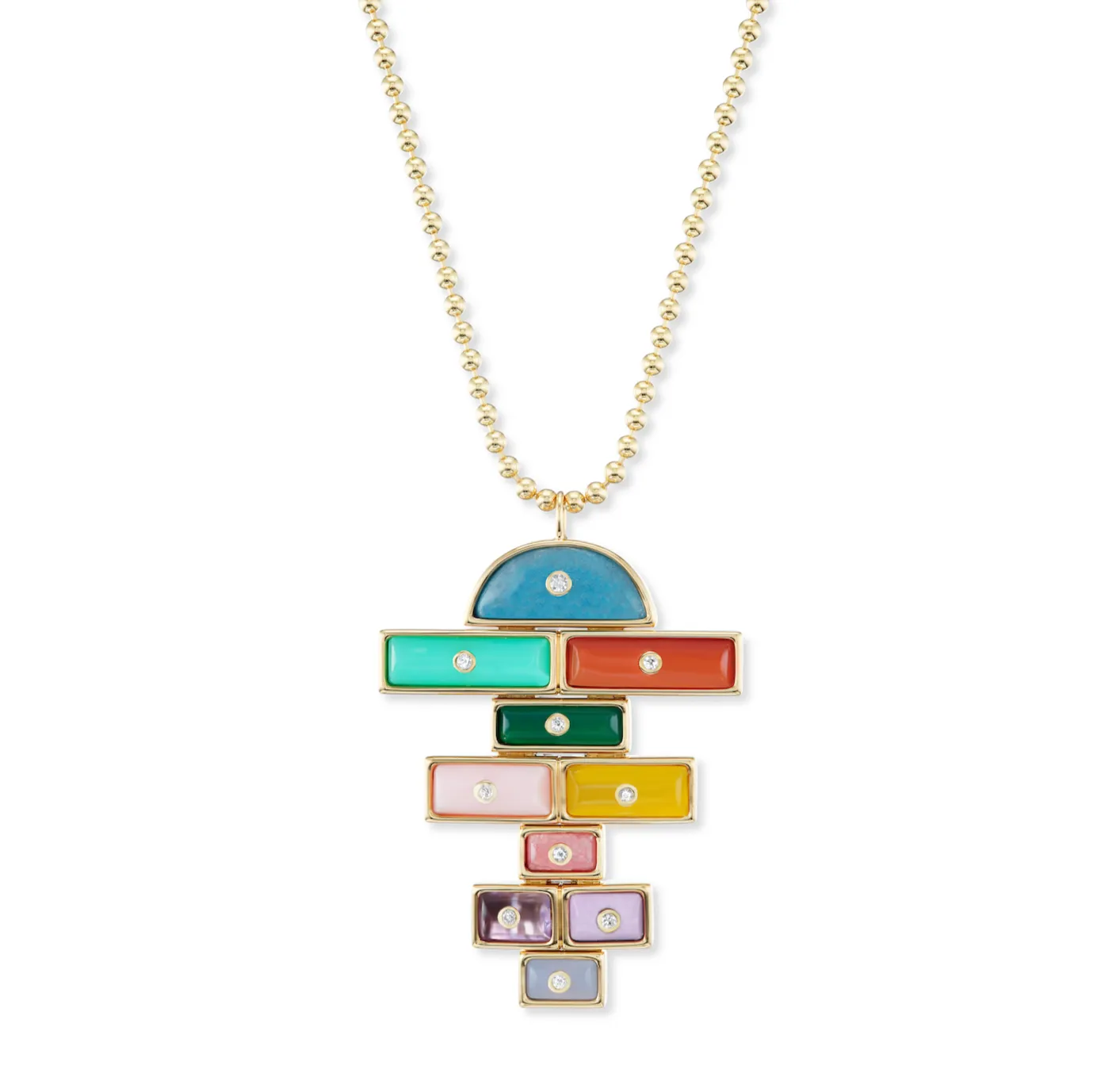 Large Carved Stone Hopscotch Necklace