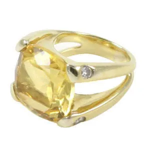 London Blue Topaz Large Cushion Ring with Diamonds