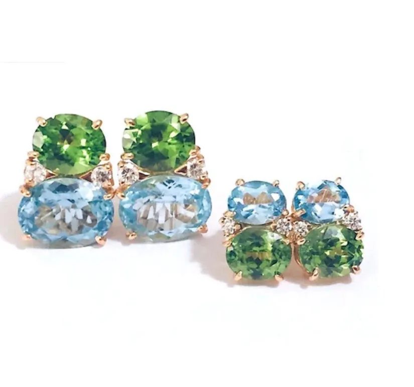 London Blue Topaz Large Cushion Ring with Diamonds
