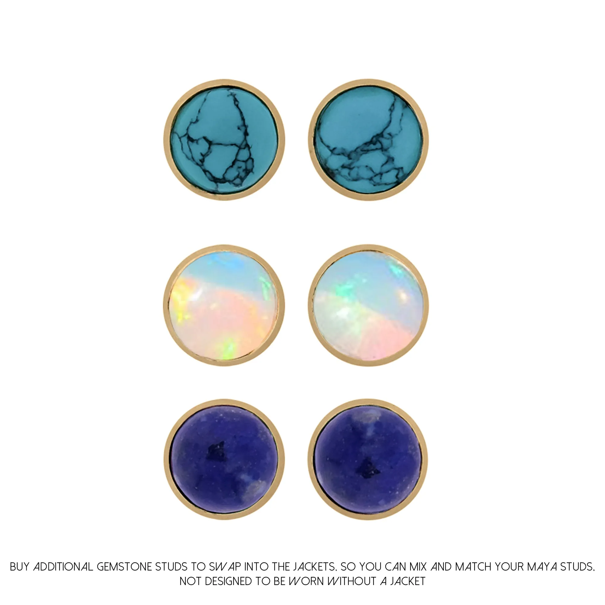 Maya Stud Earrings - Gold Lapis Lazuli