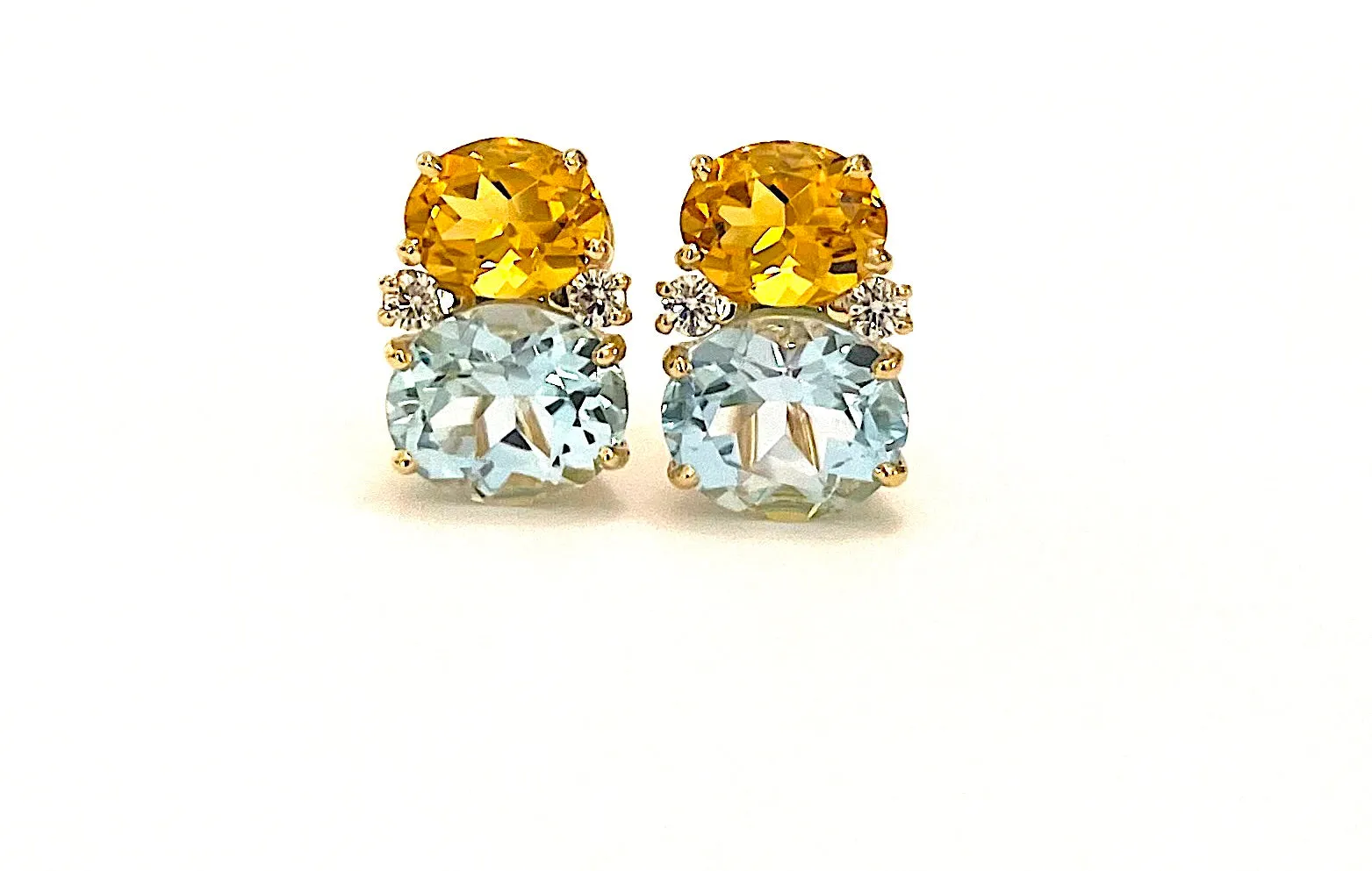 Medium GUM DROP™ Earrings with Citrine and Blue Topaz and Diamonds