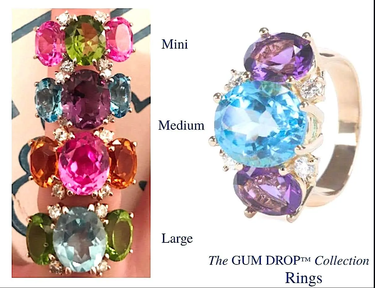 Mini GUM DROP™ Earrings with Pink Topaz and Blue Topaz and Diamonds