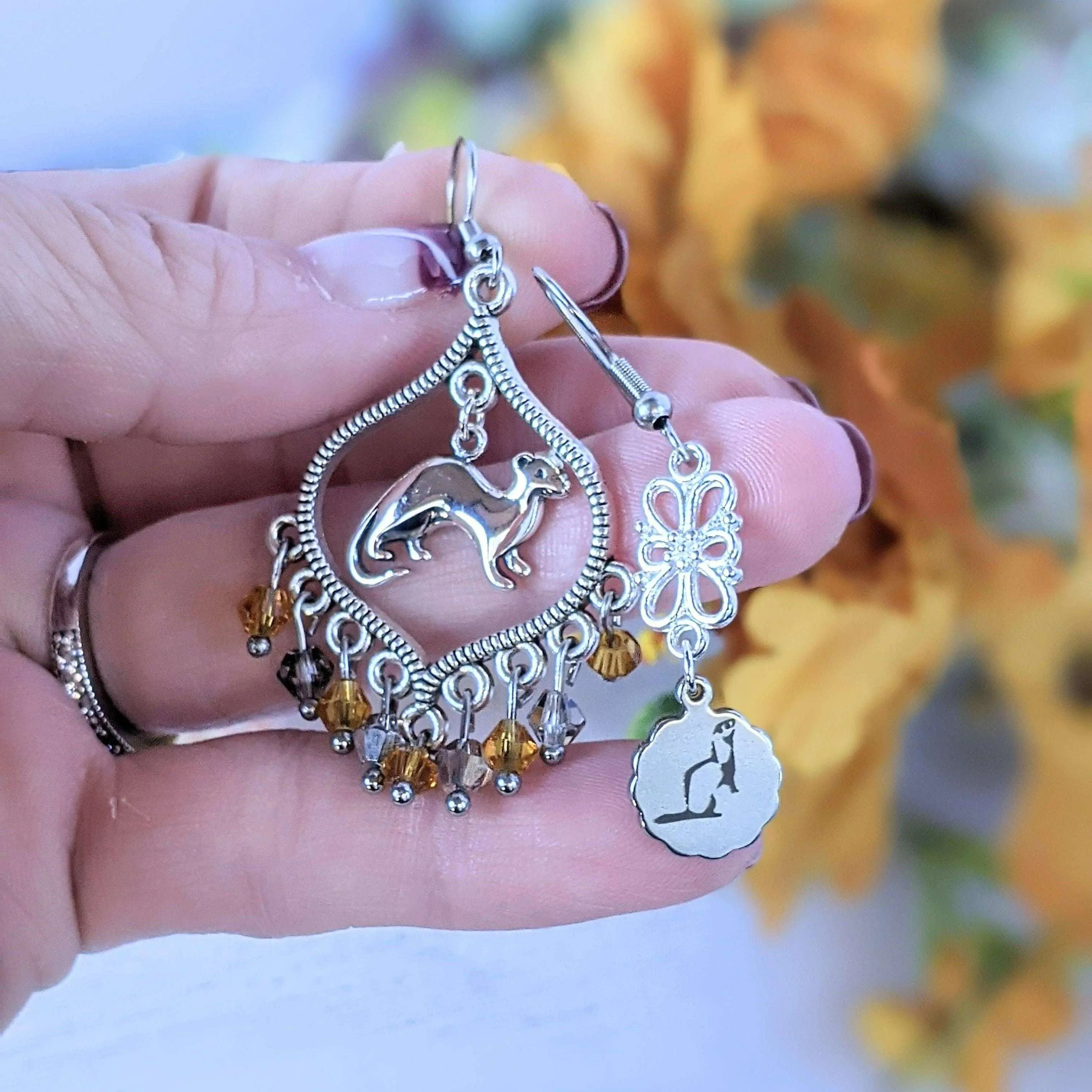Mismatched Ferret hook earrings