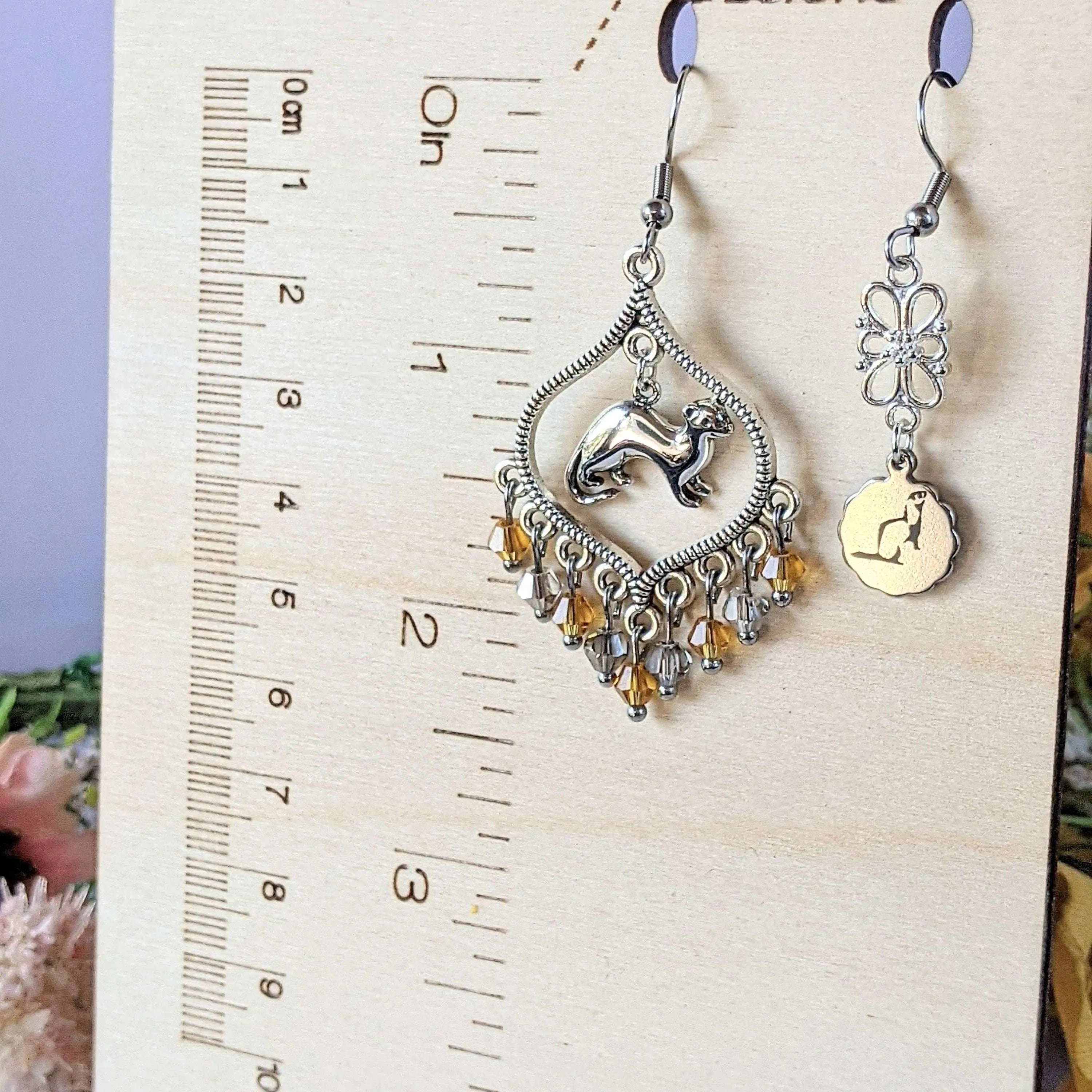 Mismatched Ferret hook earrings